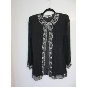 Brilliante by J.A. Black & Silver Beaded Evening Long Sleeve M Formal Jacket